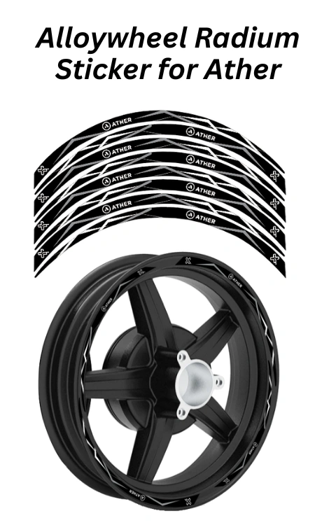 Alloy Wheel Radium Sticker Compatible with Ather 450X/450S | Printed in Premium Radium with FPF (Fade Protection Film), Waterproof, Precut Sticker, Pack Of 1